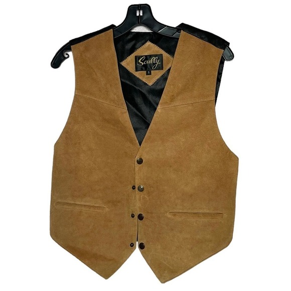 Scully Men's Brown Leather Western Wedding Vest Size Small - Picture 1 of 10